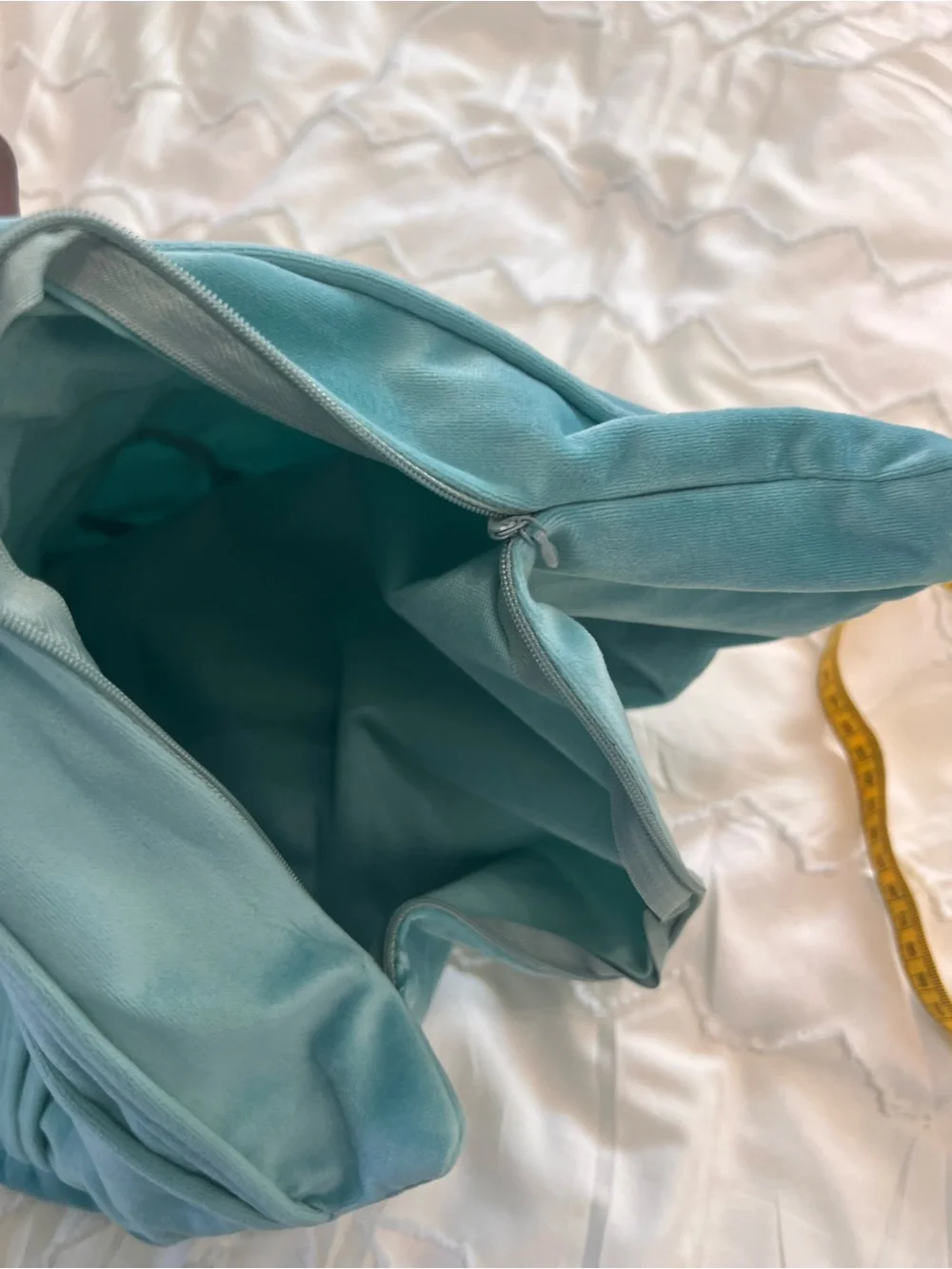 Set of 2 Aqua Blue Velvet Decorative Throw Pillow Covers 18x18 Zip Closure